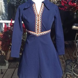 60's navy blue mini dress